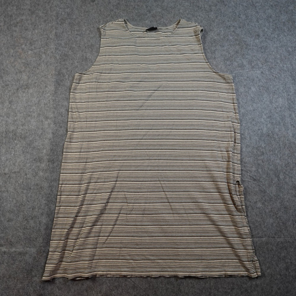 J Jill Top Womens 2X Wearever Collection Striped Tank Sleeveless Side Slit‎ Crew